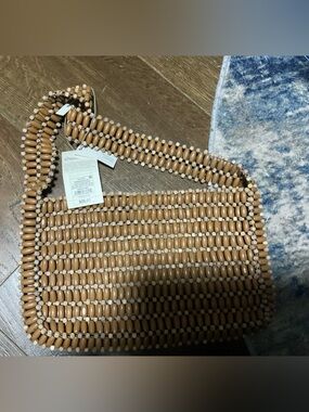 a new day Beaded Crossbody Bag in Light Brown and Cream